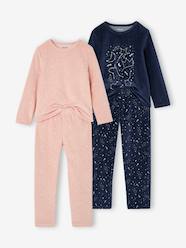 Pack of 2 long velvet pyjamas for girls