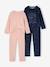 Pack of 2 long velvet pyjamas for girls rosy 
