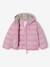 Lightweight hooded puffer jacket for girls grey green+lilac+navy blue+plum+rose 