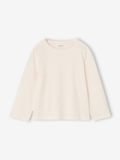 Pack of 3 long-sleeved girls' fancy t-shirts anthracite+coral+ecru+grey blue+indigo+mauve+rose 
