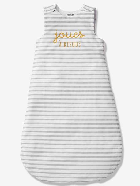 Summer Special Sleeveless Baby Sleep Bag, JOUES A BISOUS Light Grey Stripes 