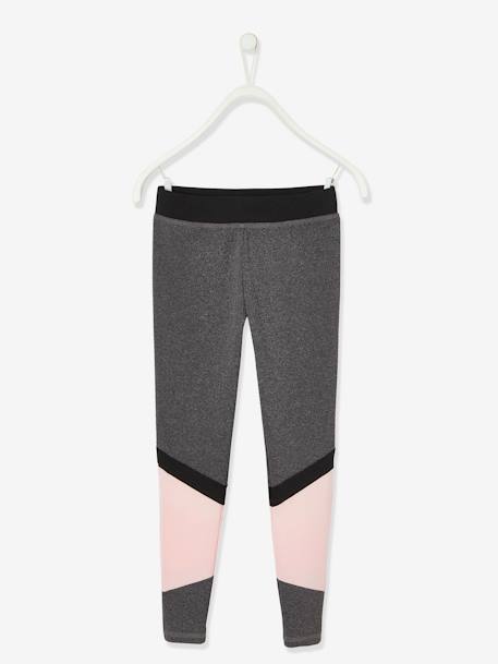 Sports Combo in Techno Fabric: Top + Leggings, for Girls Grey Anthracite 
