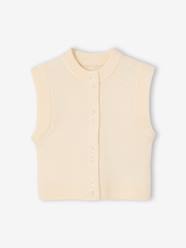 -Sleeveless knitted cardigan with front button for girls