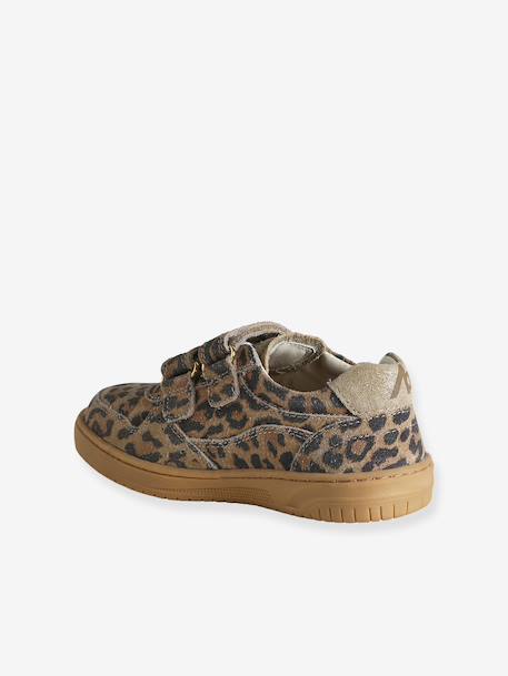 Pair of girls leather trainers beige+brown+golden yellow+old rose 