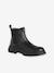 Girls' elasticated and zipped leather boots black+camel 