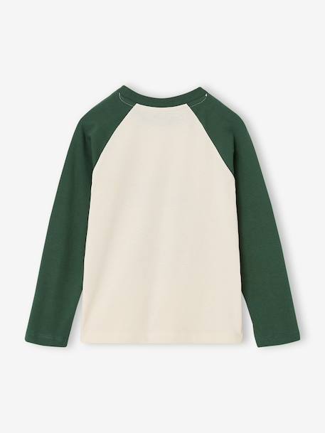 Long-sleeved T-shirt for boys green+navy blue+ochre 