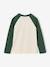 Long-sleeved T-shirt for boys green+navy blue+ochre 