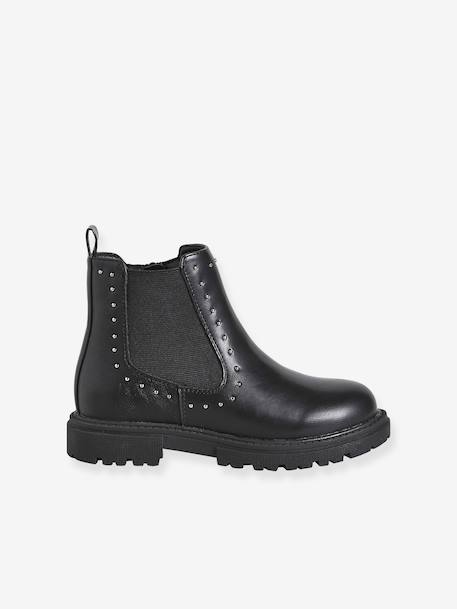Zip-up synthetic ankle boots for girls black 