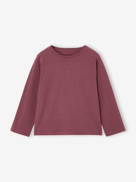 Long-sleeved T-shirt for girls mauve+plum 
