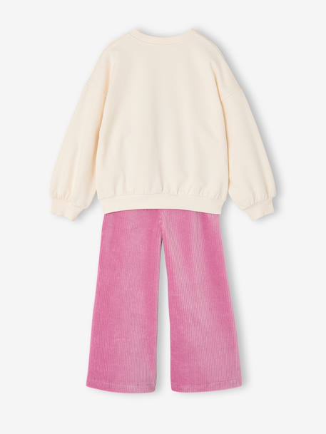 Sweatshirt and trousers set for girls anthracite+ecru 