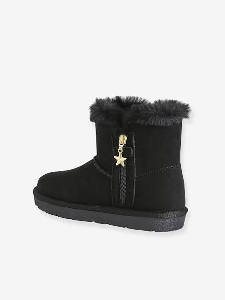 Zip-up textile boots for girls black 