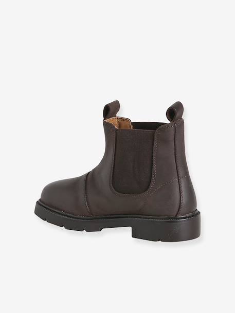 Leather elasticated boots for boys dark brown 