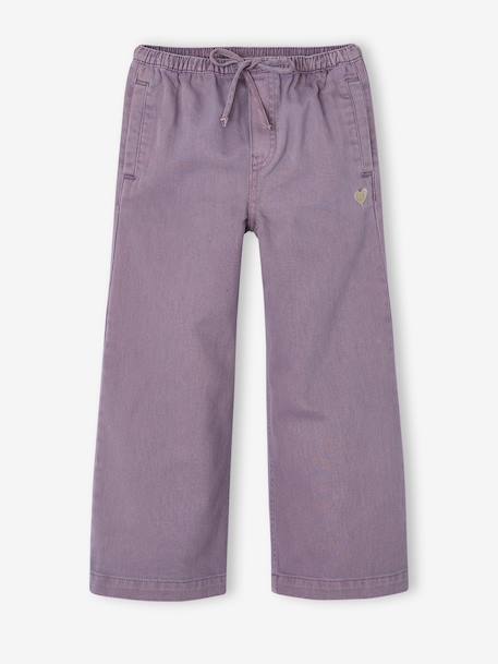 Wide-leg trousers for girls mauve+purple clover 