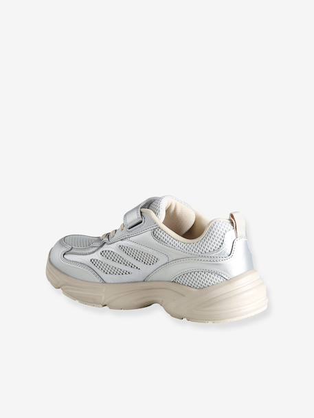 Touch-fastening textile trainers for girls silver 