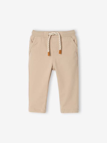 Lined Twill Trousers for Baby Boys beige+Dark Blue+GREEN MEDIUM SOLID+pecan nut 