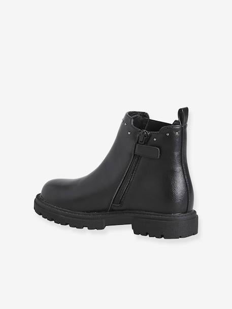 Zip-up synthetic ankle boots for girls black 