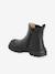 Girls' elasticated and zipped leather boots black+camel 