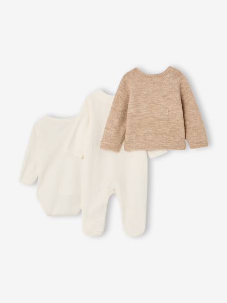Pack of 3 newborn pieces marl beige 