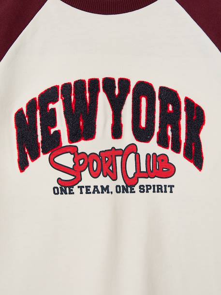 Long-sleeved raglan T-shirt for boys bordeaux red 
