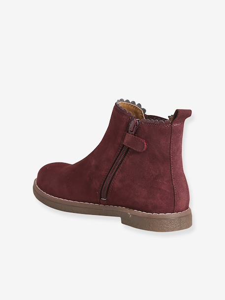 Leather Boots with Elastic, for Girls bordeaux red+camel+gold+navy blue 