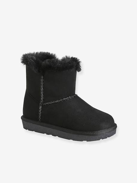 Zip-up textile boots for girls black 