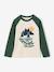 Long-sleeved T-shirt for boys green+navy blue+ochre 