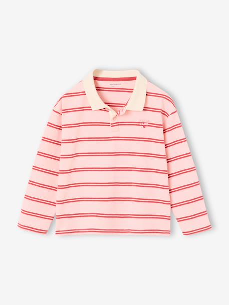 Long-sleeved polo shirt for girls sweet pink 