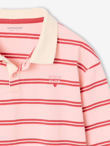 Long-sleeved polo shirt for girls sweet pink 