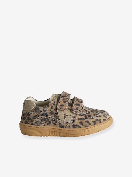 Pair of girls leather trainers beige+brown+golden yellow+old rose 