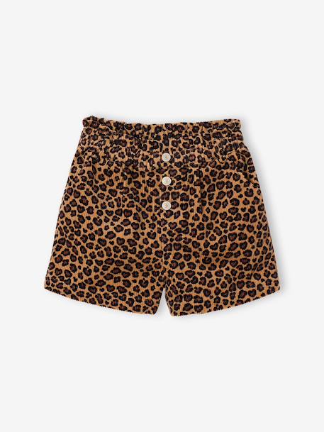 Paperbag-Style Corduroy Shorts for Girls camel+chocolate+cinnamon+grey+mauve+peacock blue 
