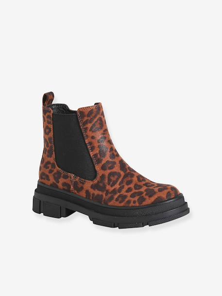 Zip-up boots for girls marl brown 