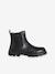 Girls' elasticated and zipped leather boots black+camel 