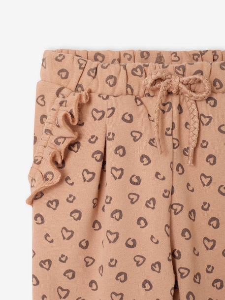 Fleece Trousers for Baby Girls beige+rose+rust+WHITE MEDIUM ALL OVER PRINTED 