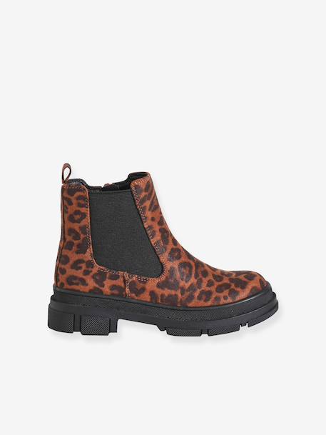 Zip-up boots for girls marl brown 