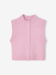 Girls-Cardigans, Jumpers & Sweatshirts-Sleeveless knitted cardigan with front button for girls
