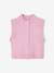 Sleeveless knitted cardigan with front button for girls lilac+vanilla 
