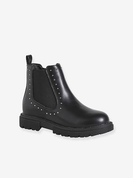 Zip-up synthetic ankle boots for girls black 