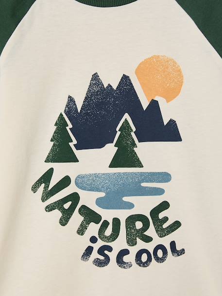Long-sleeved T-shirt for boys green+navy blue+ochre 