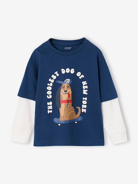 Long-sleeved T-shirt with layered look for boys navy blue 