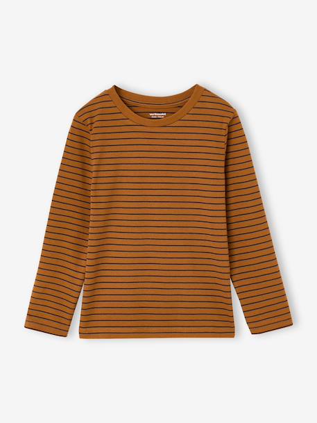Pack of 3 long-sleeved T-shirts for boys caramel+lilac+rust+sage green 