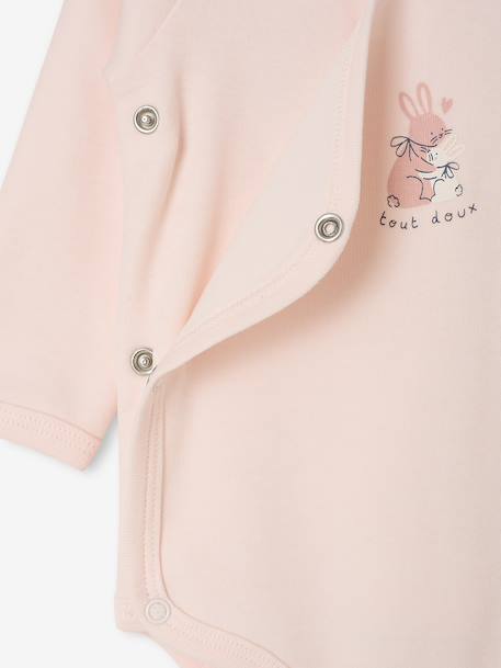 Pack of 2 long-sleeved newborn bodysuits cappuccino+pale pink+sage green 