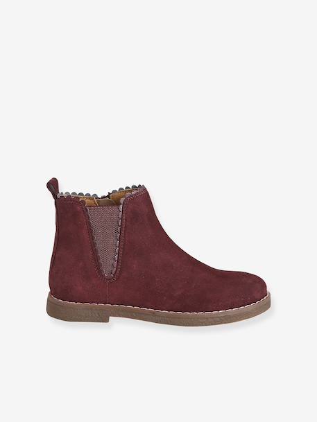 Leather Boots with Elastic, for Girls bordeaux red+camel+gold+navy blue 
