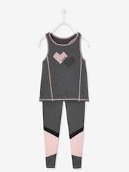 Girls-Sportswear-Sports Combo in Techno Fabric: Top + Leggings, for Girls