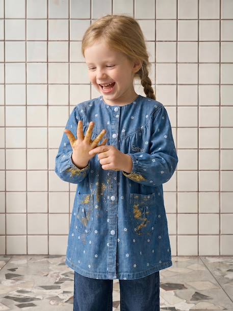 Customisable smock for girls denim blue 