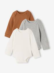 -Pack of 3 long-sleeved bodysuits for baby