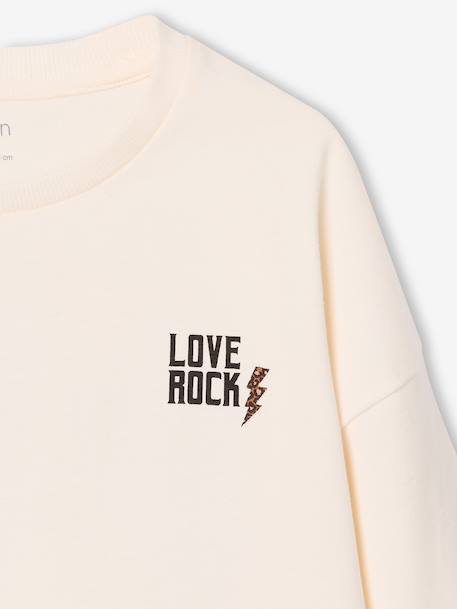 Cropped T-Shirt with Motif on the Back for Girls, JONEN ecru+vanilla 