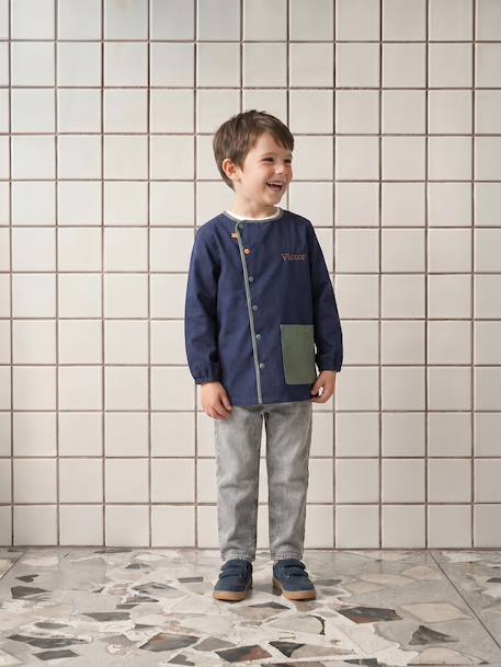 Cool School Smock for Boys blue+deep blue 