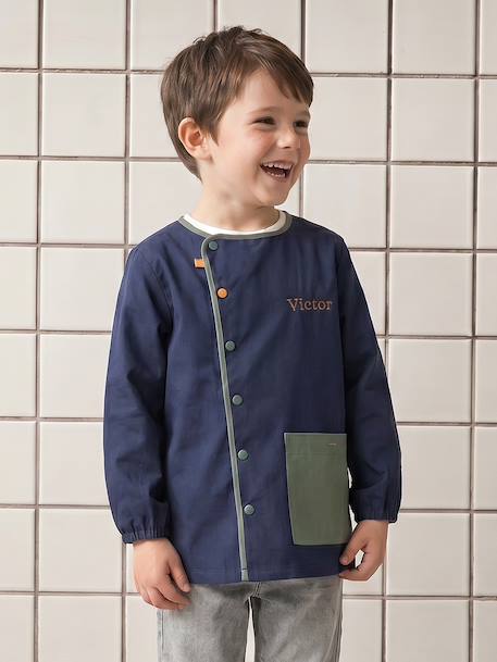 Cool School Smock for Boys blue+deep blue 