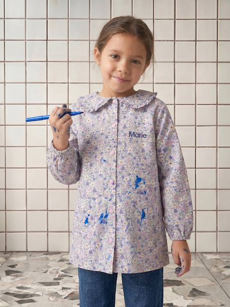 Customisable pinafore smock for girls soft lilac 