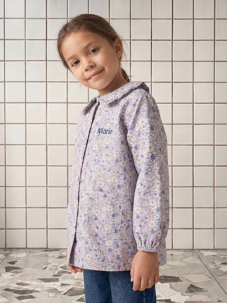 Customisable pinafore smock for girls soft lilac 
